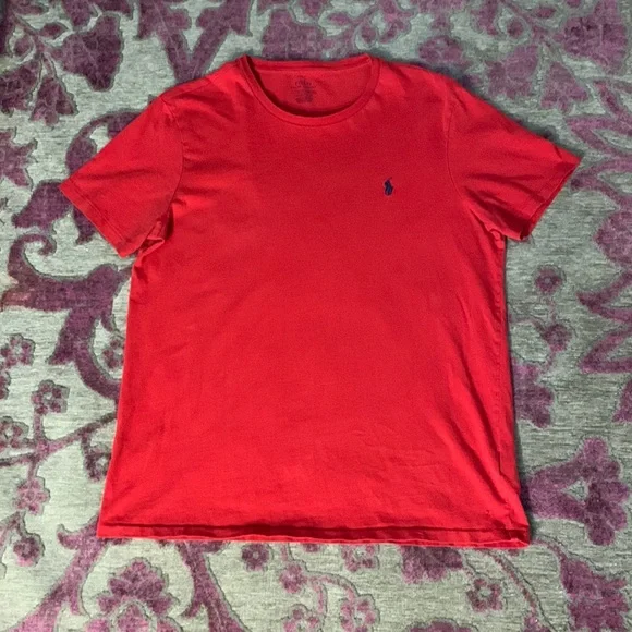 👕🟥 Men’s POLO Crewneck T-shirt - Short Sleeve - Size L - Custom Slim Fit - Picture 1 of 6